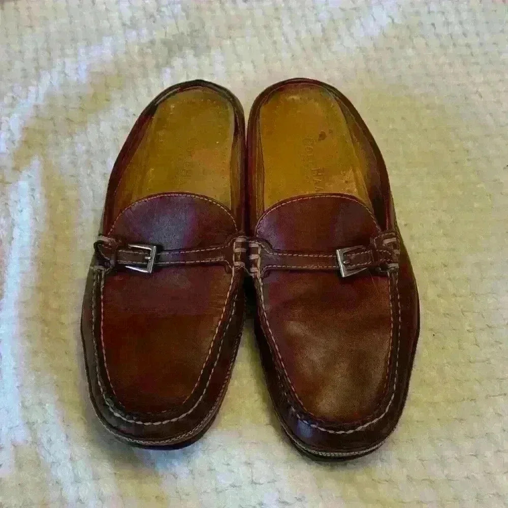 Cole Haan brown leather loafer sz 7.5 slip on career office business *flaw
